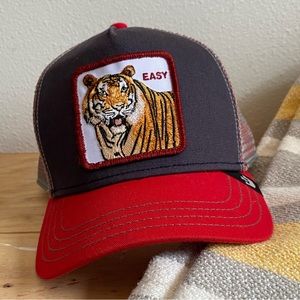 Goorin Bros Trucker EASY TIGER hat RED AND BLUE and gray